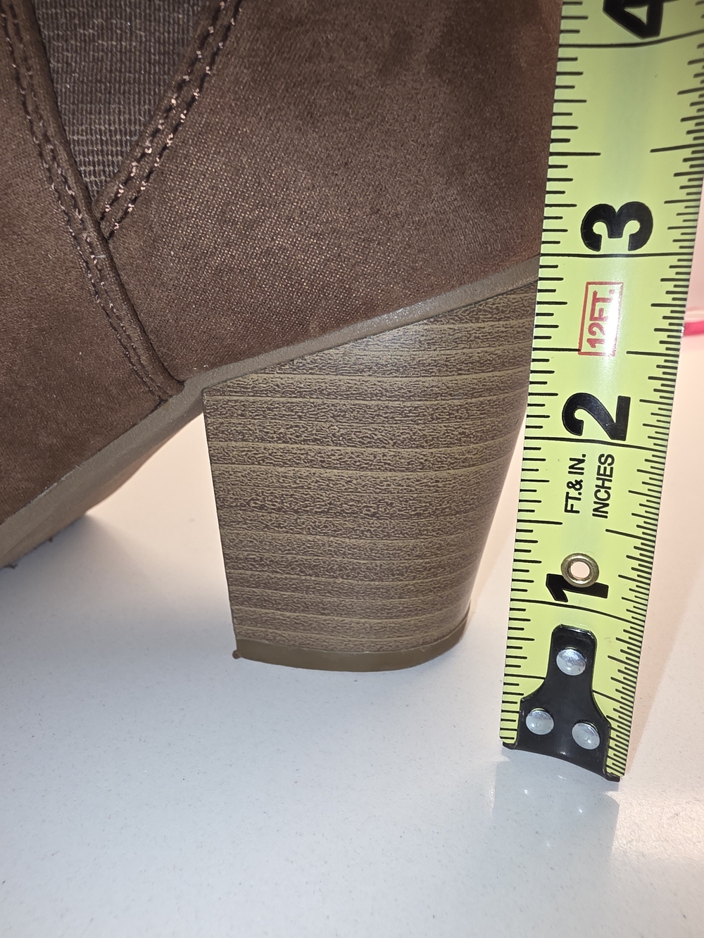 Serra Tan Suede Ankle Booties with Stacked Heel - Picture 8 of 8